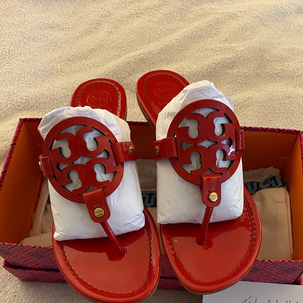 Tory Burch Red patent Miller sandals